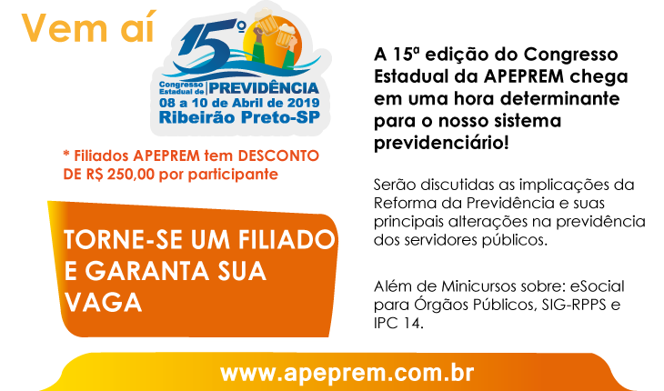 Desconto exclusivo para Associados - 15º Congresso Estadual de Previdência